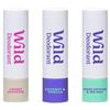 Wild Confezione da 3 mini deodoranti nelle profumazioni Fresh Cotton & Sea Salt, Coconut & Vailla e Cherry Blossom - Formato prova ideale per vacanze e viaggi - Senza alluminio né plastica