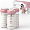 Taueret Bottiglie di latte materno in vetro borosilicato 180 ml - Conservazione latte materno nel congelatore - Contenitore riutilizzabile per bambini con coperchio in silicone