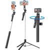 ORICO Treppiede per Smartphone/iPhone Bastone Selfie, Cavalletto con Telecomando Rimovibile, Manico 360° Girevole, 190cm Tripod per Foto di Gruppo, Vlog e Live