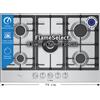 BOSCH PCQ7A5I90 PIANO COTTURA GAS, 5 zone di cottura, dimensioni: L 75 cm, P 52 piano in Acciaio inossidabile, Inox
