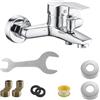 oupados Rubinetto per vasca da bagno, montaggio a parete, miscelatore per vasca da bagno, con 8 accessori di montaggio, miscelatore monocomando per doccia e vasca