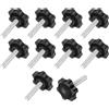 sourcing map 10 pomelli a stella da 1/4-20, con perno filettato da 3 cm, in plastica, manopola di bloccaggio maschio, vite di serraggio a mano, manopola di ricambio per mobili industriali, morsetti