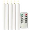goobay Set di 5 candele a LED in vera cera, colore bianco, con telecomando, funzione timer e fiamma 3D tremolante, funzionamento a batteria, dimmerabile, bianco caldo (2400 K), candele elettriche