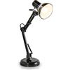 B.K.Licht Lampada da tavolo retro, interruttore on off, attacco E14, 40W, luce orientabile, da scrivania, scrittoio, comodino, lampada da lavoro, da lettura, ufficio, corpo in metallo, 53 cm (A), nero