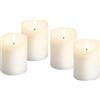 goobay Set di 4 candele a LED in vera cera, con stoppino a pendolo, funzione timer, luce bianca calda (2700 K), con 12 batterie AAA, candele elettriche, 7,5 cm, 75266
