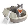 Feandrea Vassoio Lettiera per Gatti con Bordi Alti, XL, Aperto con Paletta, per Gattini e Gatti Grandi, Beige Cappuccino PPT009LH01