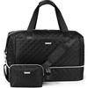 Gloppie 39L Borsone da Viaggio Grande Borsa da Viaggio Donna Uomo, Impermeabile Borsa Sportiva Palestra con Scomparto per Scarpe, Borsa Parto Ospedale Mamma Weekend, Nero