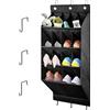 LJEC Organizer per scarpe da appendere, con gancio, porta scarpiera con 14 tasche profonde per armadio, organizer da appendere alla porta per campeggio, armadietto, dormitorio e camper, nero