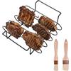Astralong Supporto Bistecche e Costine,Cestello per BBQ Rib Rack con 2 Pennelli,Supporto per Arrosto Bistecca,Telaio Griglia Barbecue Spareribs Halter Grill,Nero