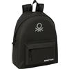 safta BENETTON BASICS NERO - Day Pack per bambini, zaino per bambini, qualità e massima resistenza, comodo e versatile, 33 x 15 x 42 cm