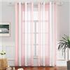 MIULEE Tende 2 Pannelli Semi-trasparenti con Annelli Classico a Righe per Cameretta Soggiorno Bagno Resistente Privata 140X175 CM Bianco Rosa Chiaro
