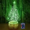 HPBN8 Ltd Creativo 3D Albero di Natale Luce Della Notte LED Lampada 7/16 Cambiamento di Colore Lampada da Tavolo Alimentazione USB Telecomando Giocattoli per Bambini Decor di Natale Regalo di Compleanno