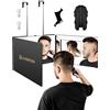 JUSRON Specchio autofocalizzato con angolo di visione a 360 gradi, vetro HD trasparente (nero senza LED con accessori)