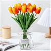 Probuk 10 Tulipani Artificiali Arancioni - Mazzo di Calore, Energia e Gioia, Decorazione Floreale per Tavolo, Ufficio, Matrimonio, Festa & Finestre dell'Hotel