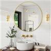 BEAUTYPEAK - Specchio rotondo da 50 cm in oro, specchio da parete anti-rottura con cornice in alluminio, specchio da bagno da appendere e appoggiare, specchio da parete rotondo per camera da letto