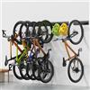 Housolution Portabici da Parete 64 per 6 Bici + 5 Caschi, Fino a 500 libbre, Ganzi Robusti per Garage, Gancio Bici, Deposito Bici in Acciaio, Montaggio a Parete, Nero Nuovo