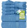 Utopia Towels Set Di Asciugamani Da 8 Pezzi Blu Elettrico | 2 Asciugamani Da Bagno, 2 Asciugamani a Mano, 4 Panni Da Lavare, Altamente Assorbente Per Bagno, Palestra, Hotel e Spa