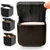 KOOK TIME Porta sale grosso e fino, Barattoli sale per cucina o tavolo in ceramica con coperchio girevole in bambù ecologico, Barattolo sale grosso e fino - 11.5x11.5x11.5 cm. - Tutto Nero