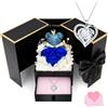CSYY Rose Stabilizzate, Festa della Mamma Regali di Rosa Blu Eterne per Le Donne Collana Bianca a Forma di Cuore di Scatola regalo in Oro Nero