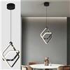ZYBWL Lampada a Pendile a LED Moderna Placatura Nero Anello Rettangolo Lampada a Pendile Regolabile in Altezza Adatta per Cucina Isola Camera Da Letto Soggiorno Foyer (2-Anelli)