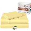 Pizuna Linens Pizuna Set Lenzuola letto singolo Cotone 90x200 cm Giallo 400 fili 3 Pz