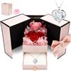 CSYY Rose Stabilizzate, Collana Bianca a Forma di Cuore di Rose Eterne Conservate Fatte a Mano - Regalo per la Festa della Mamma in Confezione di Gioielli