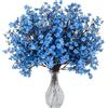 DabbOo 6 PCS Mazzi Fiori Artificiali Fiori di Seta Piante Artificiali da Esterno Fiori Finti per Decorazioni Gypsophila fiori Artificiali Adatti per Mobili, Matrimoni, Decorazioni da Giardino (Blu)