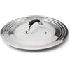 Yuzita Coperchio universale per pentole e padelle, adatto per pentole/padelle/wok da 28/30/32 cm, in acciaio inossidabile e vetro, con manopola resistente al calore