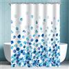 Lerores Tenda da doccia, 260 x 200 cm, motivo petali blu, orlo appesantito, in tessuto antimuffa, impermeabile, lavabile, in poliestere, con 14 occhielli e anelli per tenda da doccia, per bagno, vasca