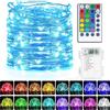 Axafnev Ghirlanda di luci a LED con batteria, per interni, 50 LED, 16 colori cangianti, RGB, luci super luminose con telecomando e timer, per decorazioni natalizie per interni ed esterni (1 pezzo, RGB)