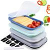 mobumeia Set di 4 Porta Affettati per Frigorifero Fresh, Silicone Resistente Al Calore Contenitore Formaggio per Forno, Microonde (-40℃-230℃) Freezer e Lavastoviglie, Contenitori per Alimenti, Impilabili