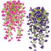SHEPIN 4 fiori artificiali da appendere, petunia, fiori di seta, piante artificiali sospese, eucalipto, come reali, 78 cm, fiori artificiali per esterni, resistenti alle intemperie, fiori di plastica