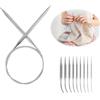 Wvxilyr 9 Pezzi Ferri da Maglia Circolari in Acciaio Inossidabile, Set di Ferri Circolari da Maglia in Acciaio Inox, Misure da 2,5 a 10 mm, per Calze, Maglioni, Colletti e Maniche (120 cm)
