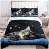 IUNTWEIE Copripiumino gatto matrimoniale, Gatto 3D Biancheria da Letto Per Bambini E Adulti 1 Copripiumino 240 x 220 cm + 2 federe 50 x 75 cm (gatto 7,220x240cm)