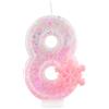 mciskin 8 candele di compleanno glitterate con fiocco di neve, numero 8, candele per torte, decorazioni per 8° compleanno per ragazze, decorazioni per torte a tema congelato, per ragazze e donne, forniture