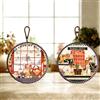 JGZTJXNK Set 5 sottopentola in ceramica con base in sughero e cordino, presine tonde vintage, adatte per pentole/ciotole/mestoli/bacini/tazze/e pirofile, decorazione cucina (17 cm) (Pittura classica)