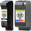 TonerPartner Confezione multipla compatibile con HP 15 C6615DE / 17 C6625AE include 2 paton della testina di stampa