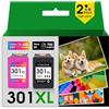 TODOINK 301XL Nero e Colore Cartucce d'inchiostro 301 XL cartucce per hp 301 nero per HP Officejet 4630 4632 Envy 5530 4500 DeskJet 1050a 2025 2540 (2 Pack)