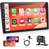 Motorsi 2+64G CarPlay Android Auto 2Din Autoradio, 9 Android Doppio Din Stereo Auto Bluetooth con Schermo, Supporto GPS Navigazione/WiFi/SWC/FM/RDS/EQ/MirrorLink Autoradio+Telecamera Posteriore