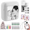 eSynic Mini Stampante Termica Portatile con 10 Rotoli Carta Termica e 6 Pennarelli, Stampante Fotografica Bluetooth Ricaricabile, Stampa Foto dal Cellulare Android iOS, Immagini Bianco e Nero - Bianco