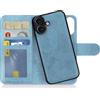 MyGadget Cover compatibile con iPhone 16 Plus - Custodia Libretto Magnetica - Portafoglio Flip Wallet Case - Porta Carte in Similpelle PU Removibile Blu Chiaro