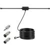 QWORK® DAB UKW Radio Antenna, antenna dipolo FM da 75 Ohm con cavo di estensione di 3 m e connettore di tipo F per sintonizzatore radio portatile, ricevitore stereo, ricevitore AV, sistema musicale
