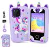 Elecoutek Telefono Giocattolo per Bambini - Smartphone Per Bambini, Cellulare per Ragazze, Regalo Giocattoli per Bambina 3 - 10 anni Compleanno Natale, 2,8 Cellulare Giocattolo Educativo (Viola con Borsa)