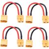 Lyeteung 4 Pezzi XT60 Adattatore, XT60 Maschio a Femmina Connettori, con Cavo Silicone 10cm 14AWG, per Batteria RC LiPo