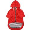 MOREZI impermeabile doppio impermeabile per cani, con fori e tasche per cintura di sicurezza, cerniera e cappuccio, adatto a cani di piccola e media taglia-Rosso-S