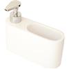 KOOK TIME Dispenser sapone cucina bianco | Porta sapone cucina e porta spugna ceramica | Dispenser detersivo piatti | Organizzatore per lavello da cucina compatto. 18x6x15.8 cm. Colore: Bianco