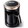 Shov Caffettiera elettrica per moka - Caffettiera turca 250 ml, 600 W, protezione contro il surriscaldamento, elemento riscaldante in acciaio inox, preparazione rapida, per 1-4 tazze, design moderno
