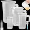 Realure Set 4 Pezzi Misurino in Plastica Riutilizzabile, 100-1000ml Graduato Con Pipetta/Coperchio/Spazzole, di Precisione Con Bilancia, Dosatore per Casa, Panetteria, Cucina