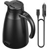 GBKDQQ Bollitore elettrico portatile da viaggio, 12 V/24 V, 1,2 litri, in acciaio inox, con presa accendisigari, fino a 100 °C, con display LCD per acqua calda, caffè, tè, auto, camion, campeggio