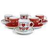 l&j Set 6 Tazzine da Caffè con Piattino Colorate, Servizio Moka Tazza da Caffè Espresso in Porcellana Ceramica con Manico Lavabili in Lavastoviglie, Riutilizzabili Bicchieri per Cappuccino Latte Tè